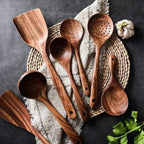 Teak Wood Cooking Utensil Set Seven Piece Kitchen Tools