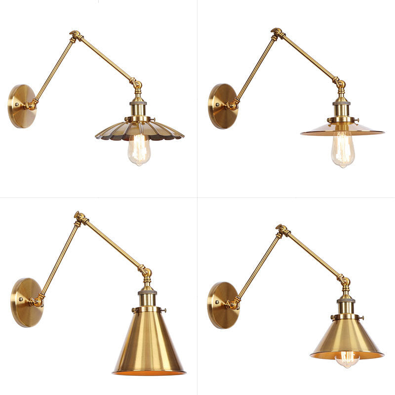 Metal Brass Wall Lamp with Swing Arm Design