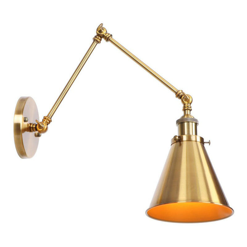 Metal Brass Wall Lamp with Swing Arm Design