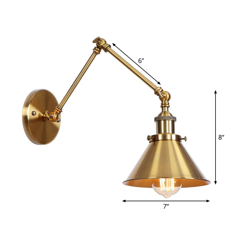 Metal Brass Wall Lamp with Swing Arm Design