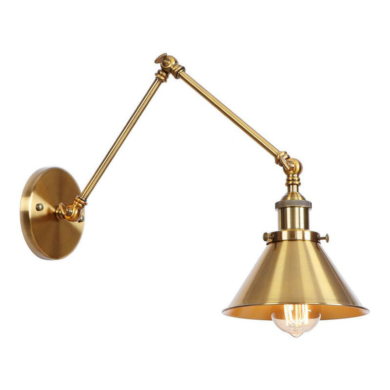 Metal Brass Wall Lamp with Swing Arm Design