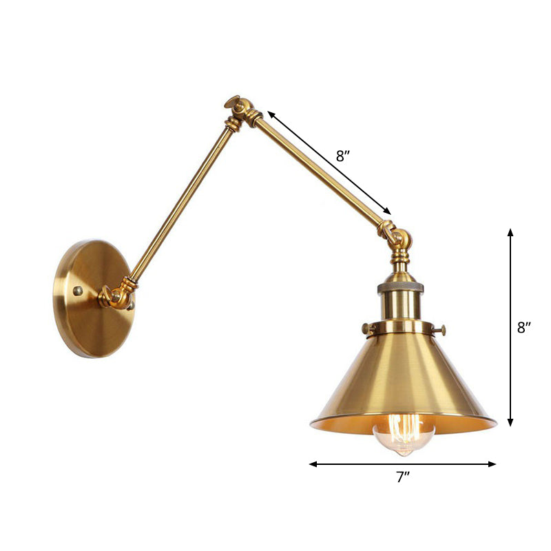 Metal Brass Wall Lamp with Swing Arm Design