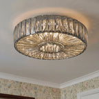 Round Glass Flush Ceiling Light with Dimmable LED Source