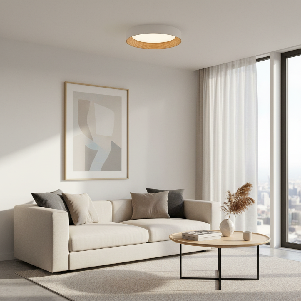 Frameless Round Flush Mount LED Ceiling Light with Acrylic Shade
