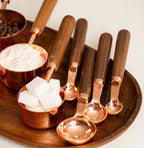 Copper Plated Stainless Steel Measuring Set Walnut Handle