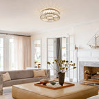 Round Glass Flush Ceiling Light with Dimmable LED Source