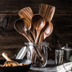 Teak Wooden Utensil Set with Multiple Pieces Options