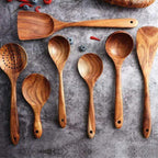 Teak Wooden Utensil Set with Multiple Pieces Options