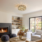 Round Glass Flush Ceiling Light with Dimmable LED Source