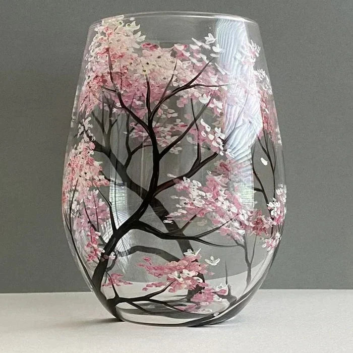 Hand Painted Four Seasons Tree Wine Glass Set