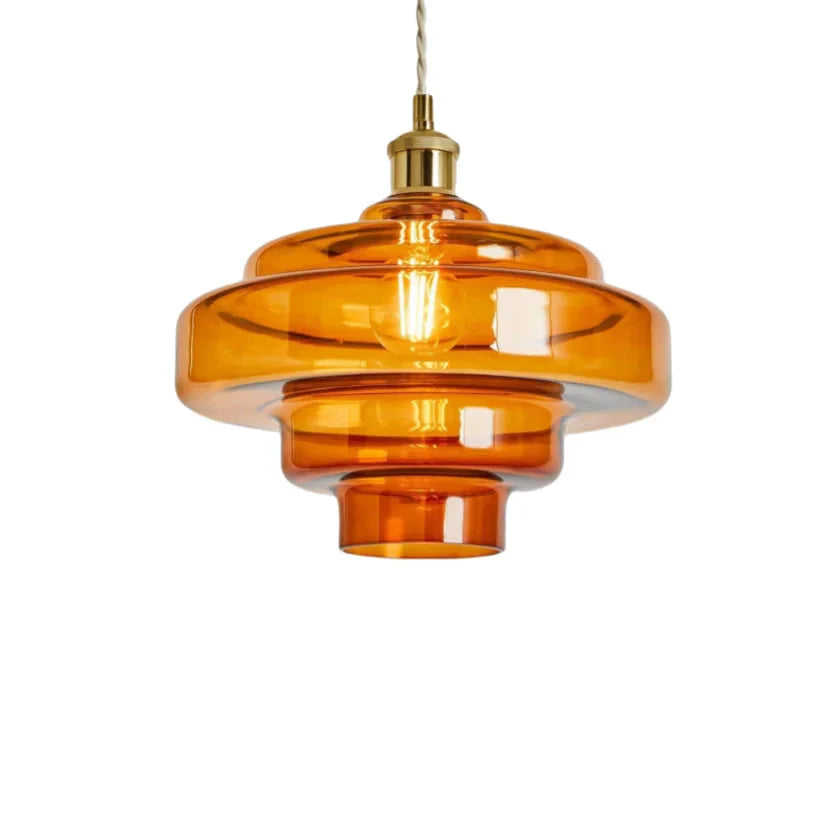 Multi Layer Glass Pendant Light with LED E27 Base Fixture