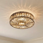 Round Glass Flush Ceiling Light with Dimmable LED Source