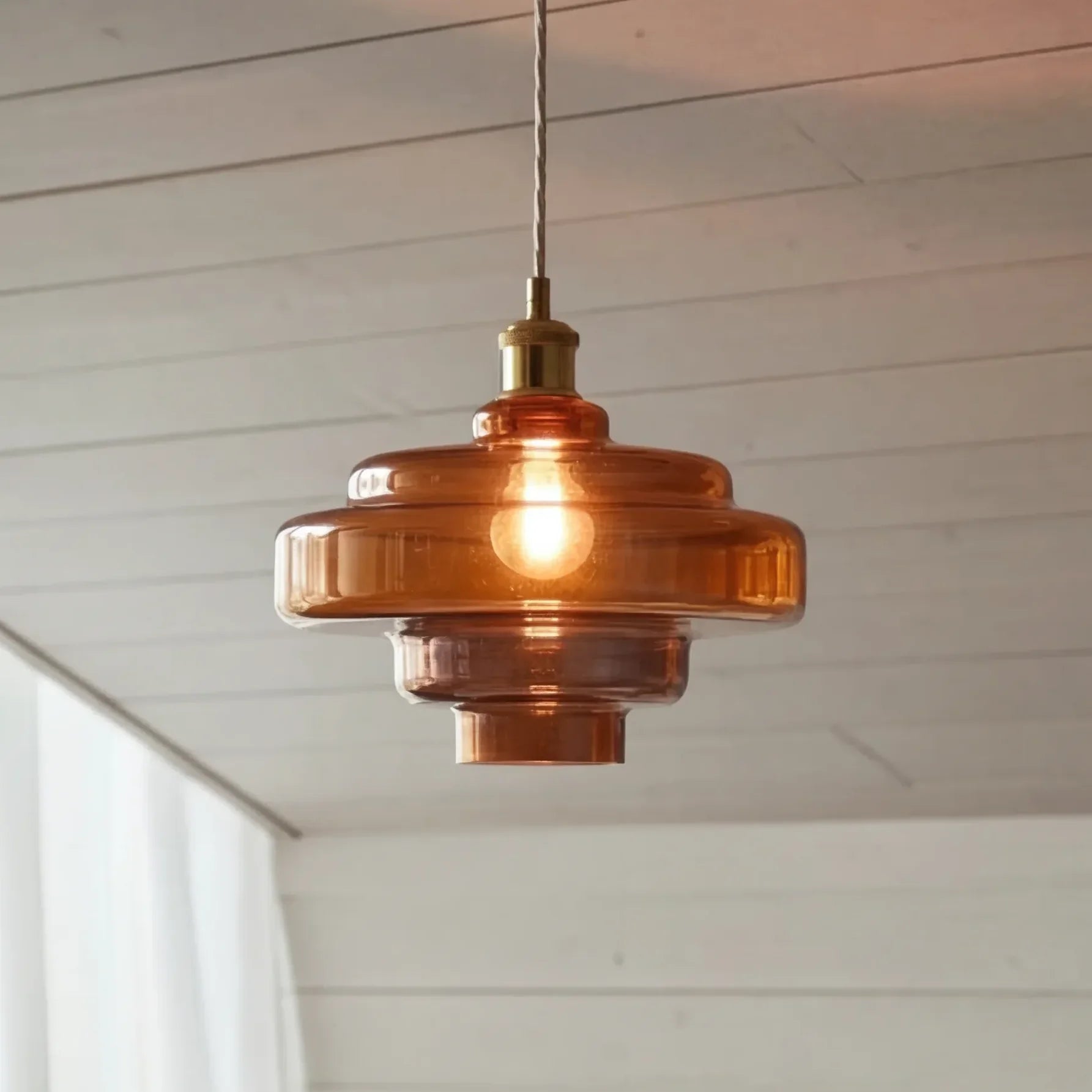 Multi Layer Glass Pendant Light with LED E27 Base Fixture