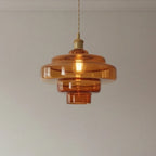 Multi Layer Glass Pendant Light with LED E27 Base Fixture