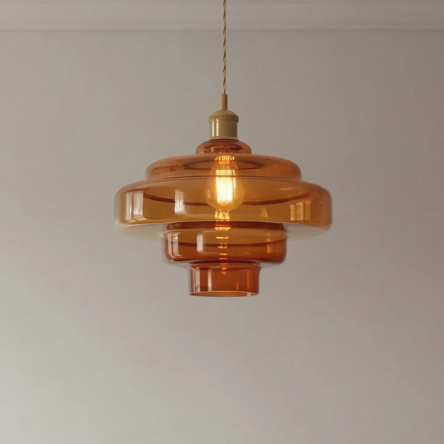 Multi Layer Glass Pendant Light with LED E27 Base Fixture
