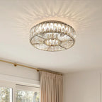 Round Glass Flush Ceiling Light with Dimmable LED Source