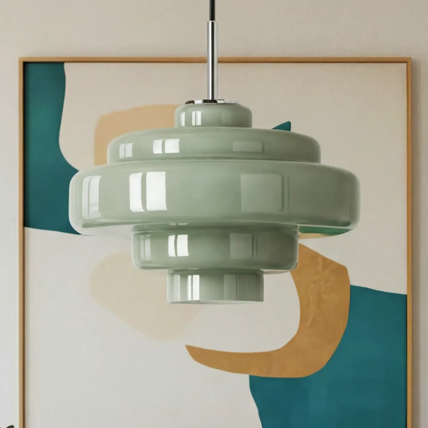 Multi Layer Glass Pendant Light with LED E27 Base Fixture