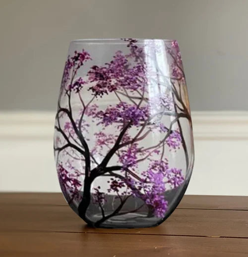 Hand Painted Four Seasons Tree Wine Glass Set