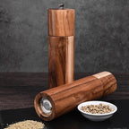 Acacia Wood Salt Pepper Grinders Adjustable Mill Set
