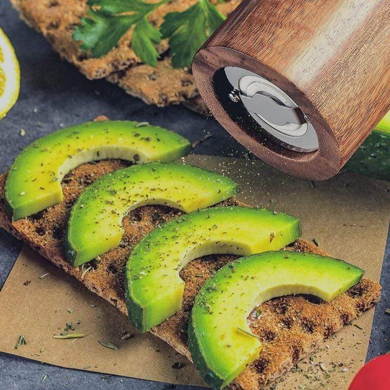 Acacia Wood Salt Pepper Grinders Adjustable Mill Set