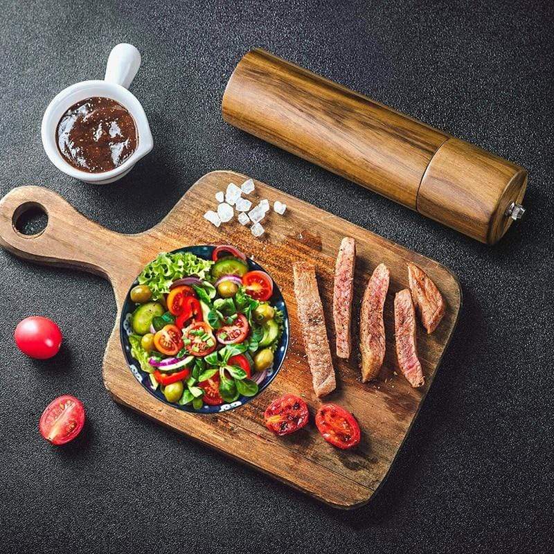 Acacia Wood Salt Pepper Grinders Adjustable Mill Set
