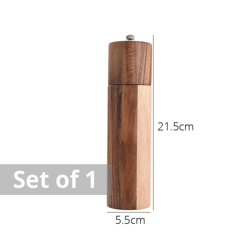 Acacia Wood Salt Pepper Grinders Adjustable Mill Set