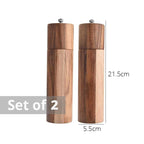 Acacia Wood Salt Pepper Grinders Adjustable Mill Set