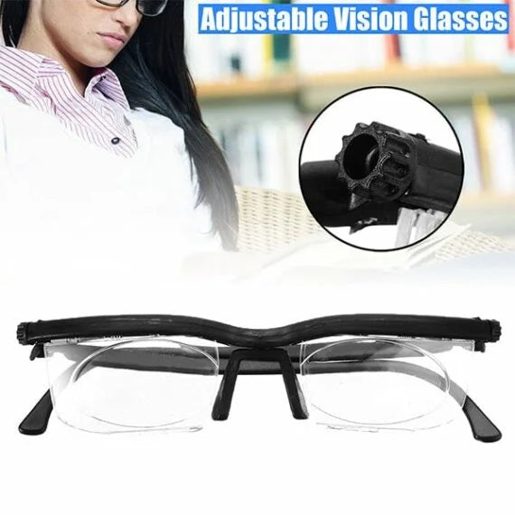 Adjustable Focus Glasses with Polycarbonate Frame and Dial