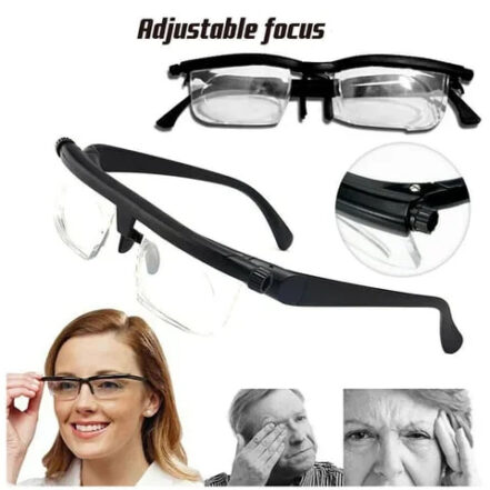 Adjustable Focus Glasses with Polycarbonate Frame and Dial