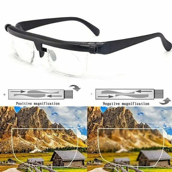 Adjustable Focus Glasses with Polycarbonate Frame and Dial