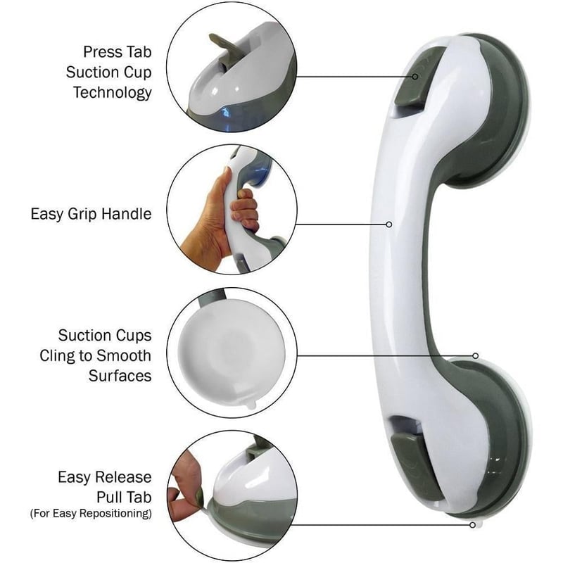 Anti Slip Handle Bathroom with Locking Suction Pads