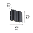 Black Aluminium Outdoor Wall Light with LED Up Down Lighting