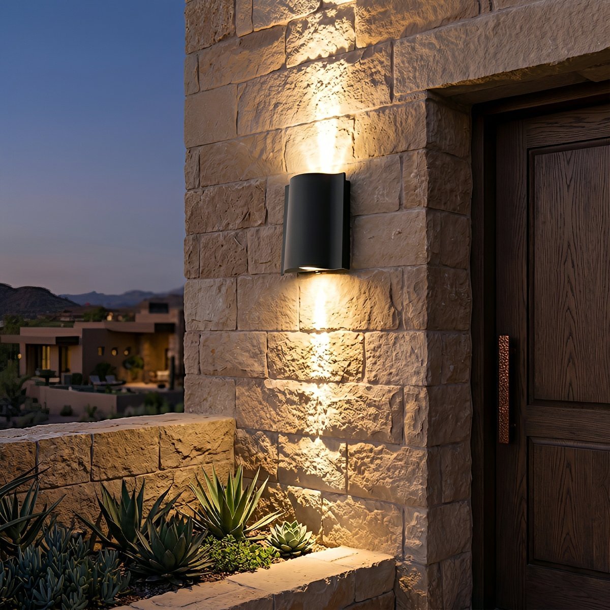 Black Aluminium Outdoor Wall Light with LED Up Down Lighting