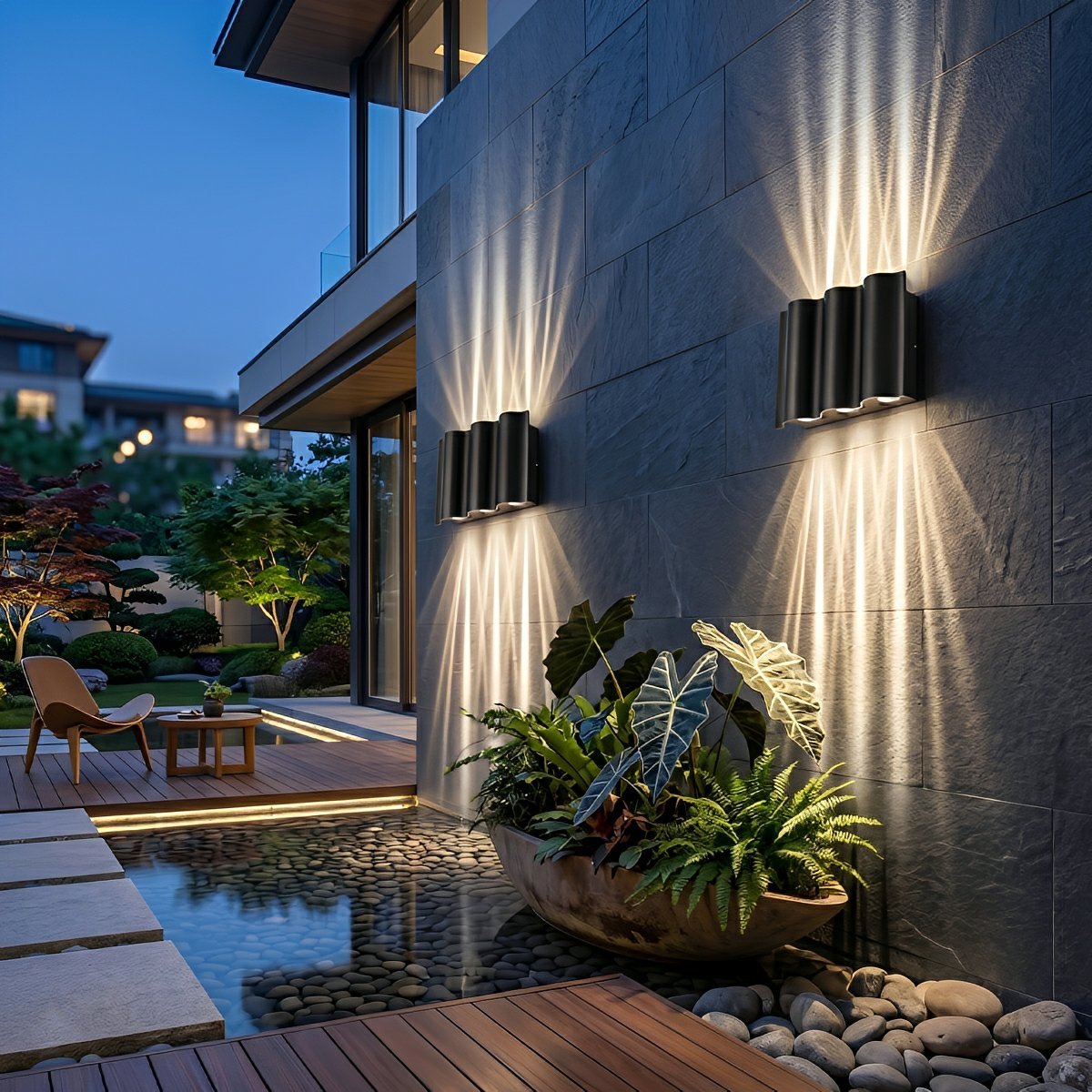 Black Aluminium Outdoor Wall Light with LED Up Down Lighting