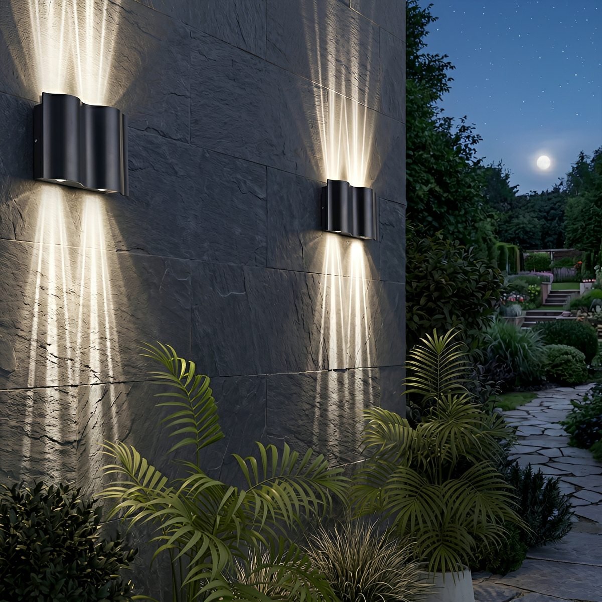 Black Aluminium Outdoor Wall Light with LED Up Down Lighting