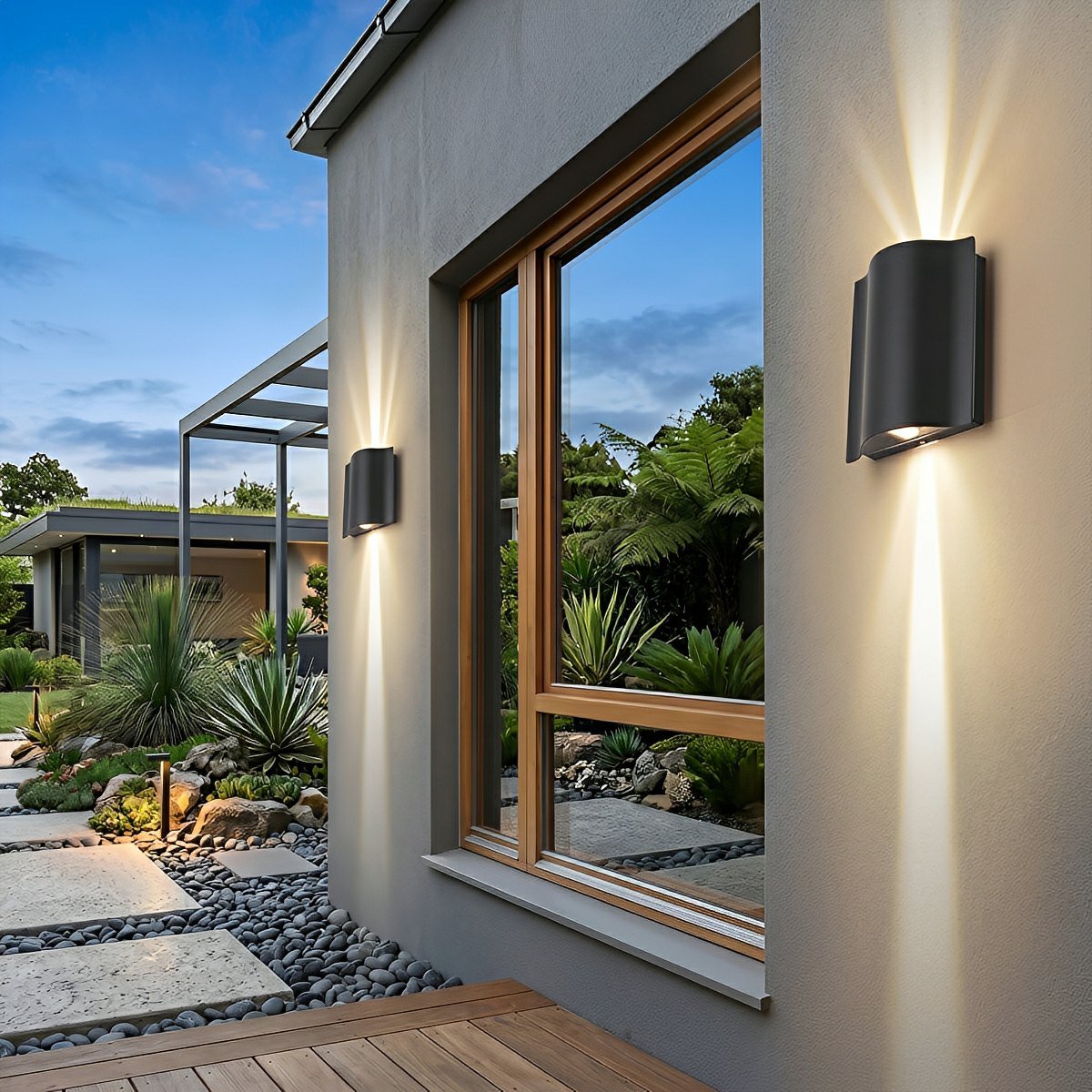 Black Aluminium Outdoor Wall Light with LED Up Down Lighting