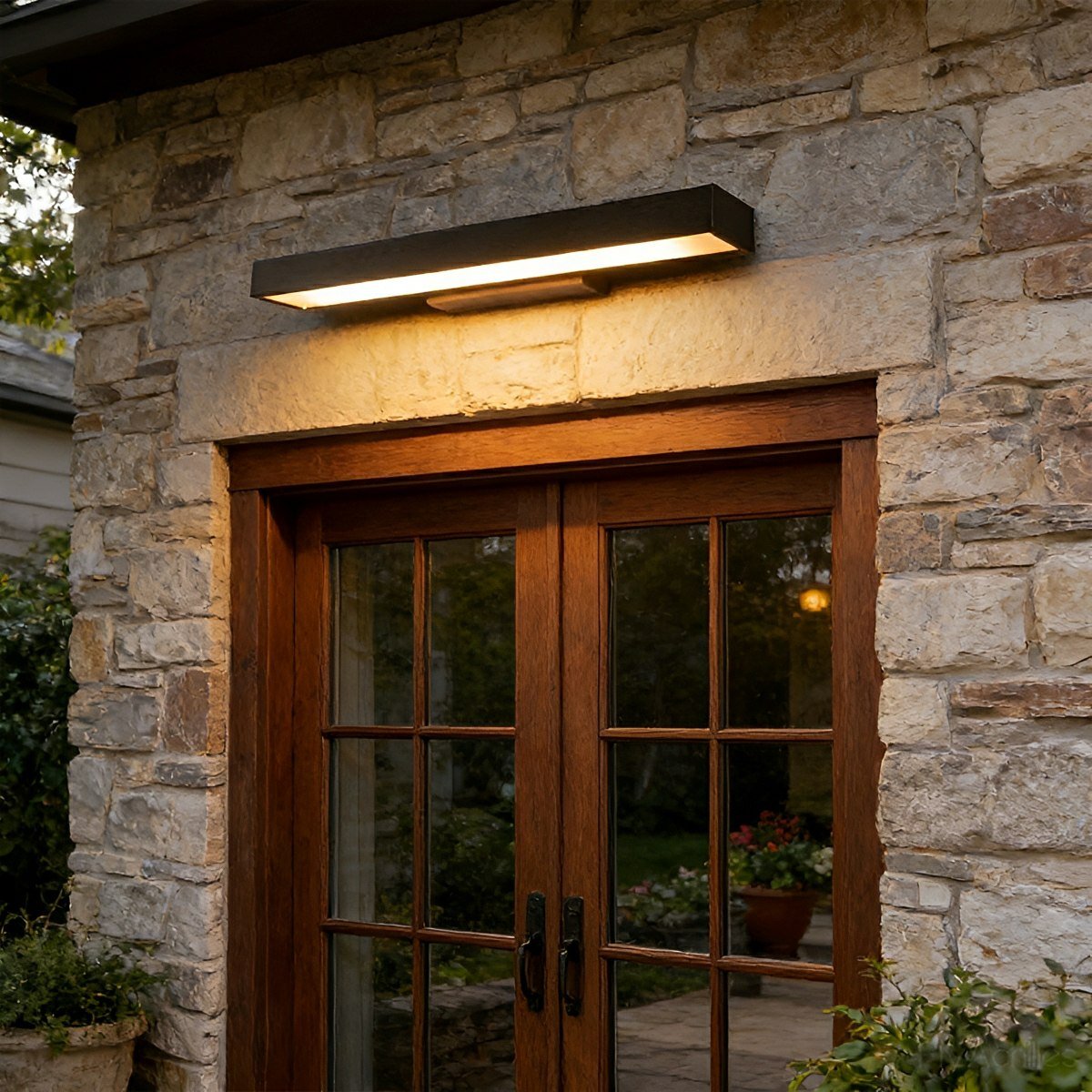 Black Outdoor Wall Light with Motion Sensor LED Strip Fixture