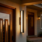 Black Outdoor Wall Light with Motion Sensor LED Strip Fixture