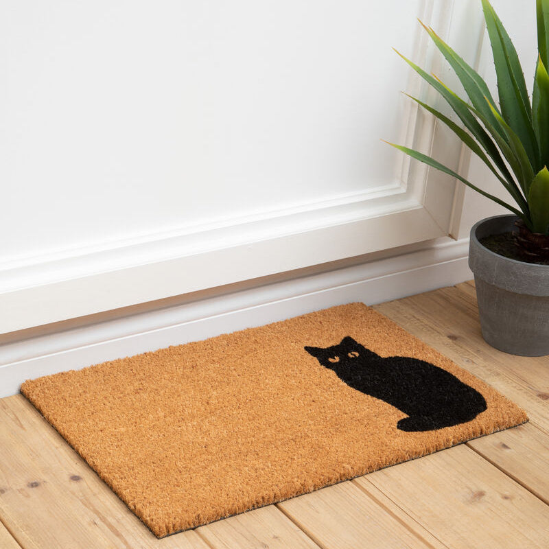 Coir Cat Design Doormat with PVC Backing Mat