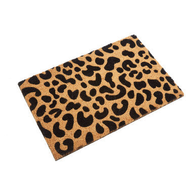 Coir Doormat with Leopard Print PVC Backed Assorted Colours