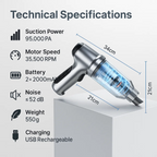 Cordless Car Vacuum Cleaner with Blower and Attachments