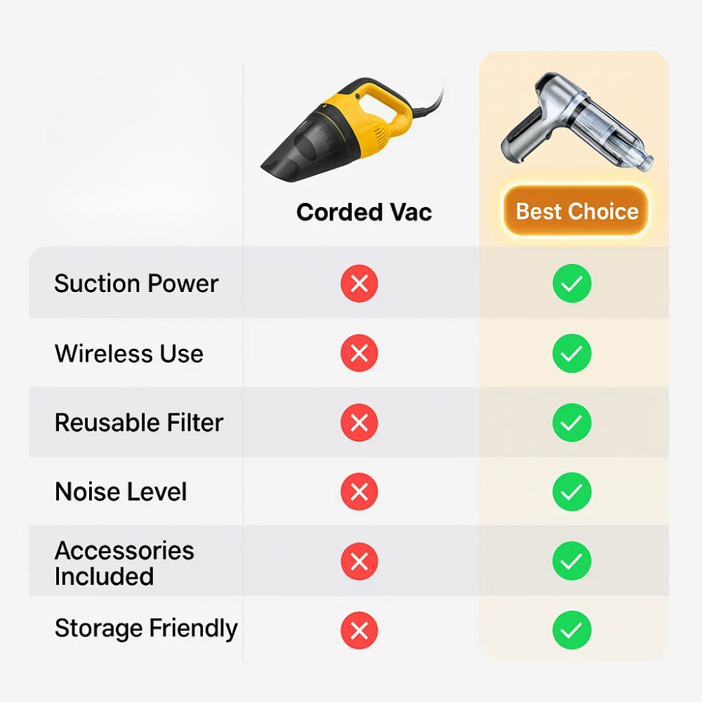 Cordless Car Vacuum Cleaner with Blower and Attachments