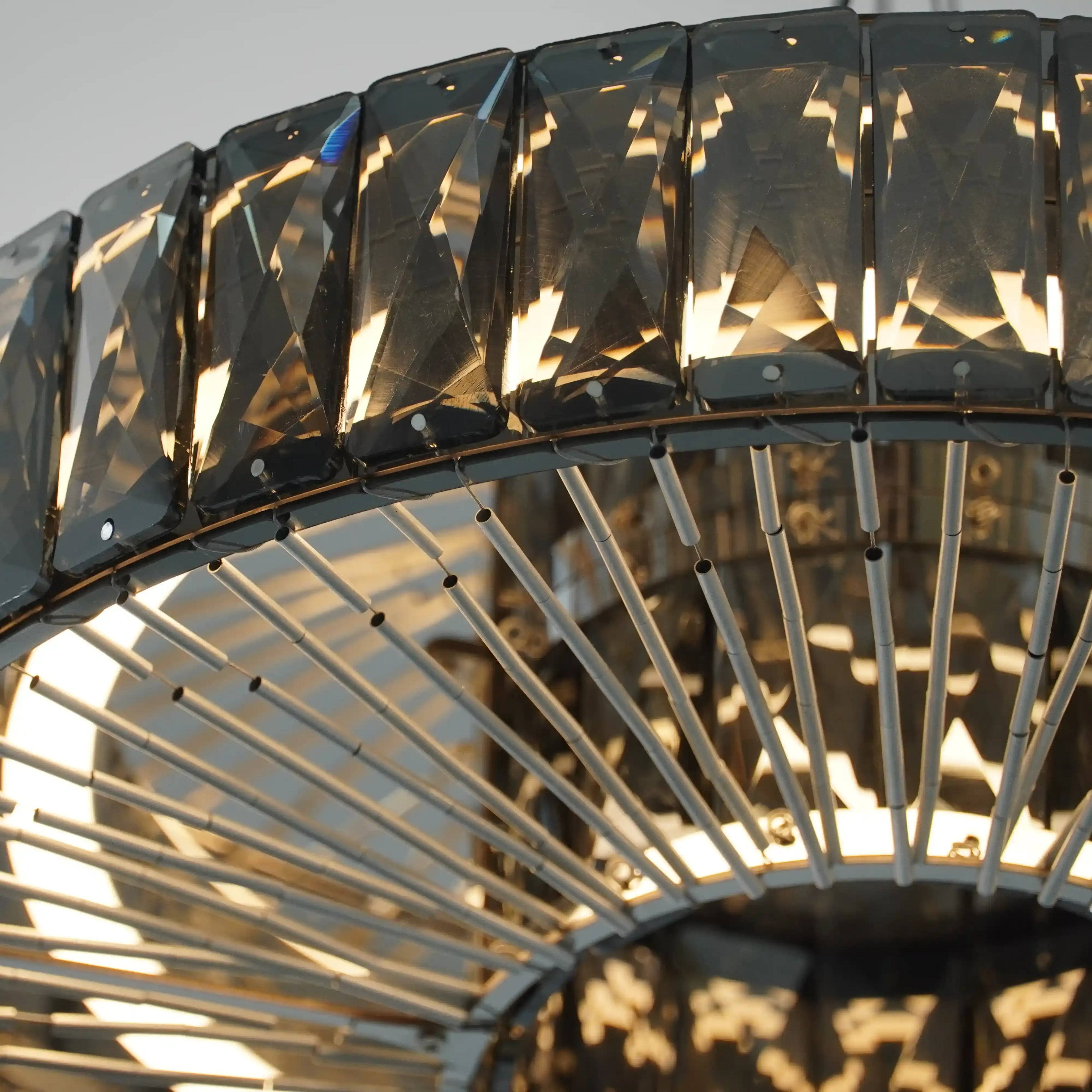 Round Glass Flush Ceiling Light with Dimmable LED Source