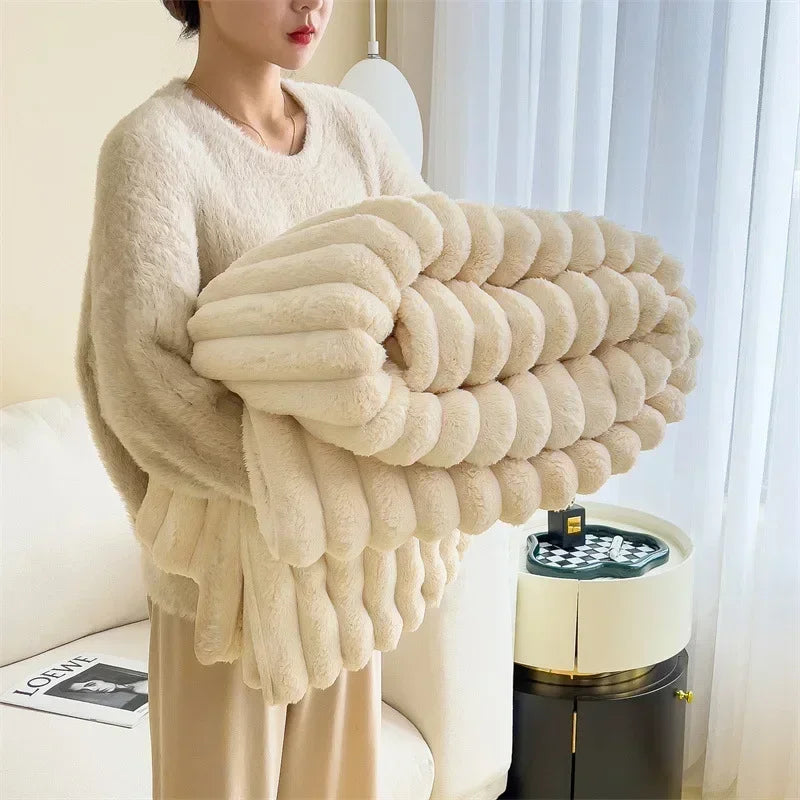 Imitation Lambswool Fleece Blanket for Sofa and Bed Use