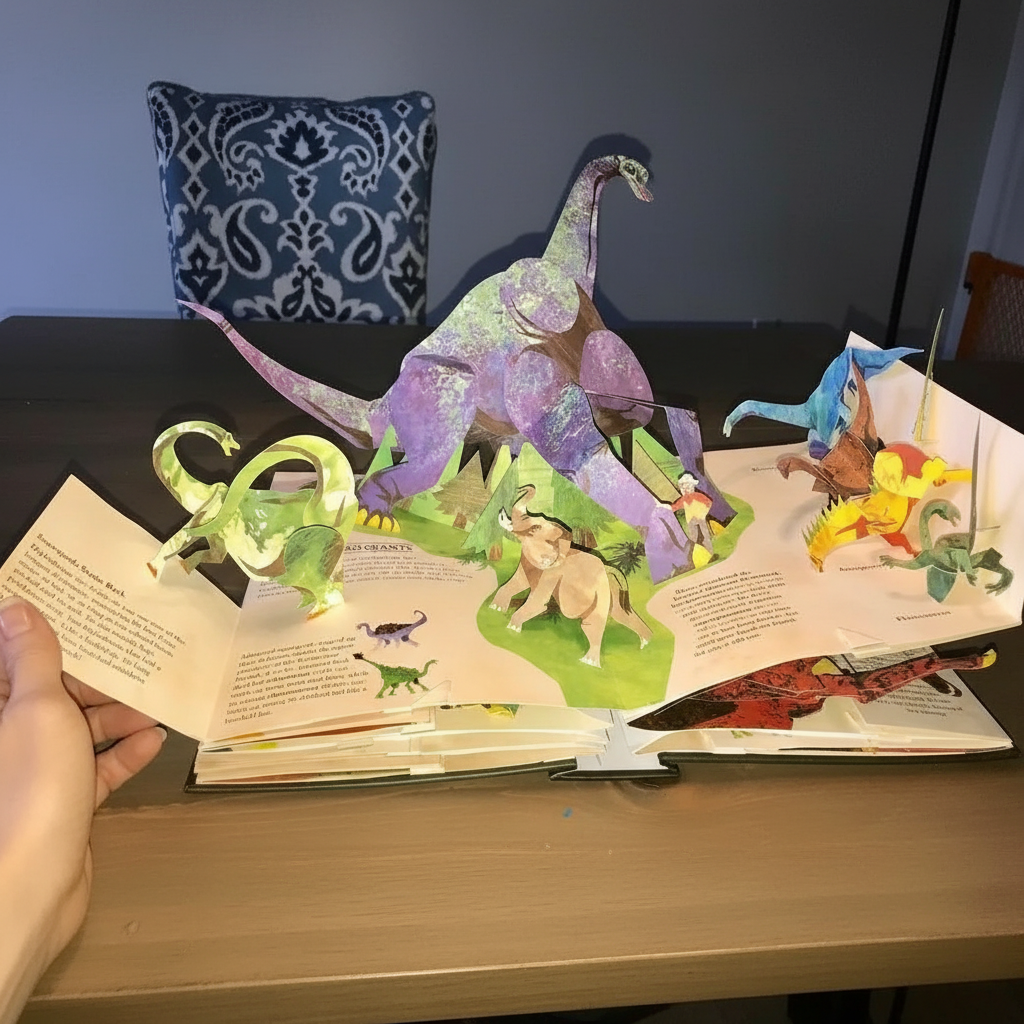 Dinosaur 3D Pop Up Book with Illustrated Pages