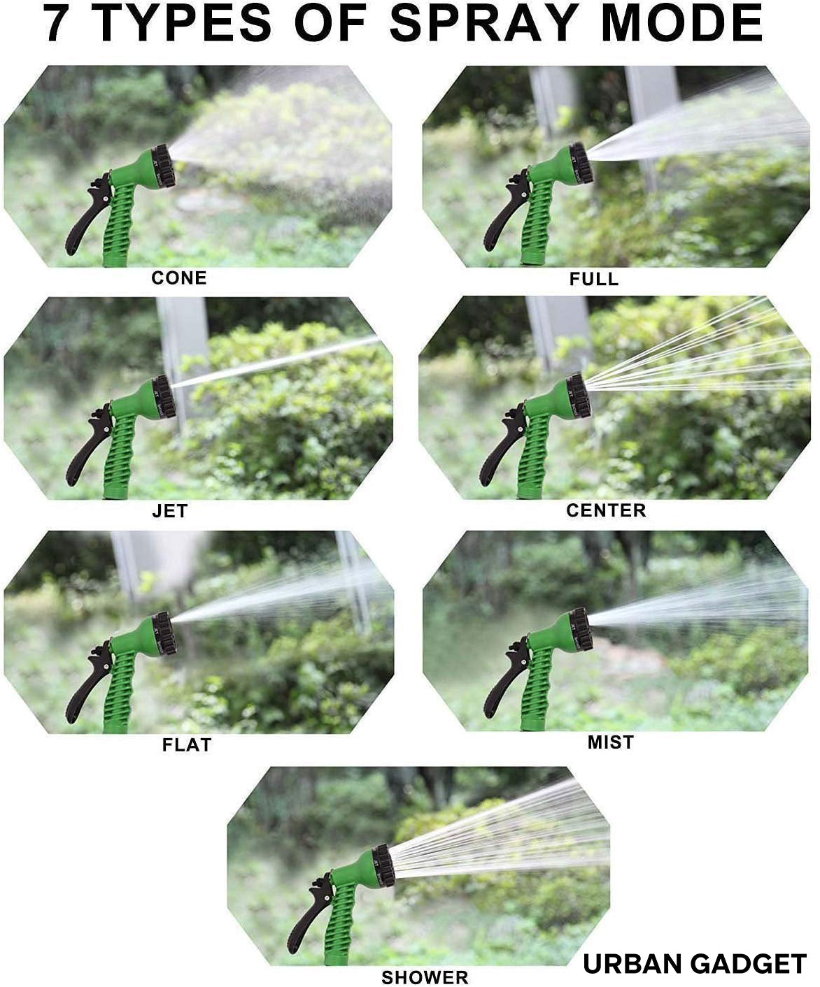 Expandable Garden Hose with Spray Gun and Seven Modes