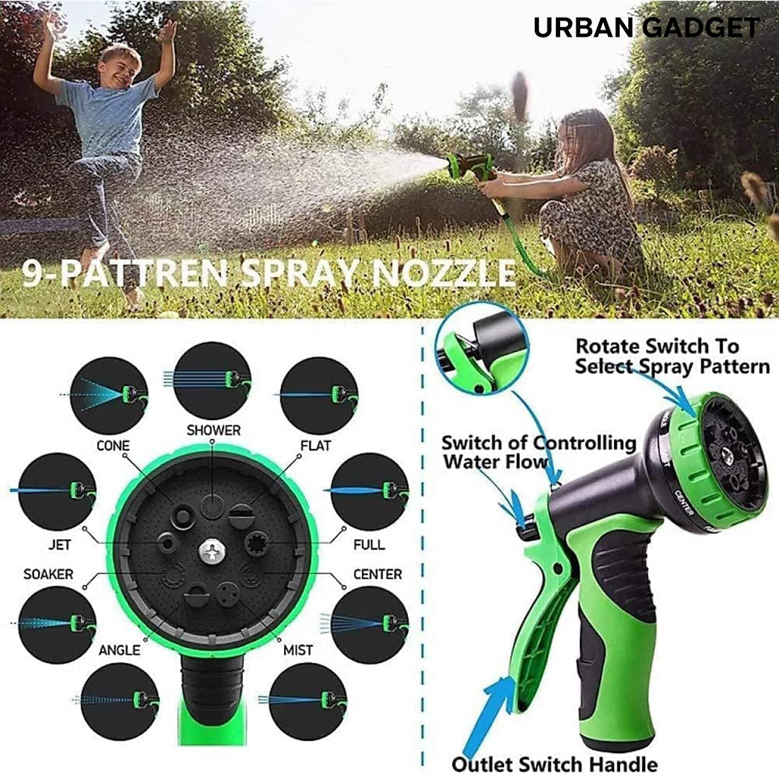Expandable Garden Hose with Spray Gun and Seven Modes