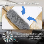 Extendable Microfiber Duster with Stainless Steel Rod Replacement Heads