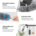 Extendable Microfiber Duster with Stainless Steel Rod Replacement Heads