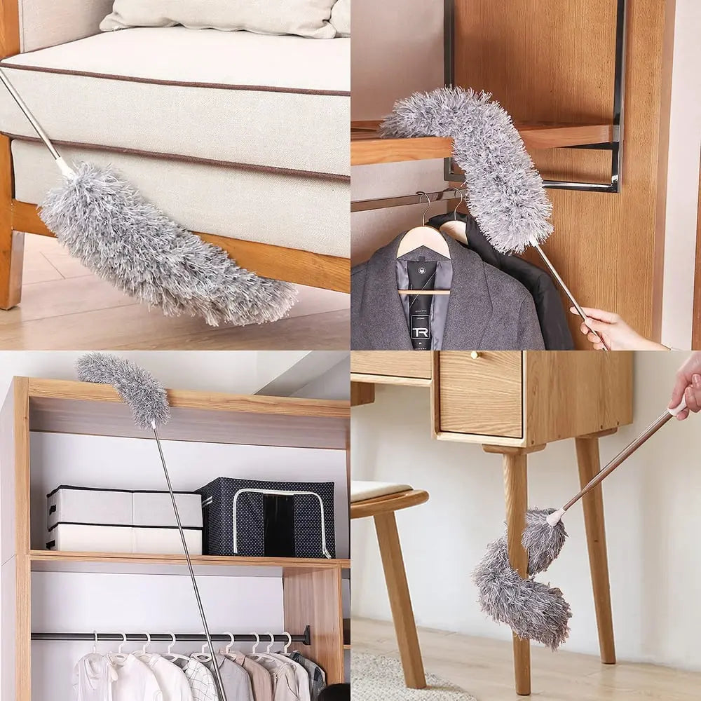 Extendable Microfiber Duster with Stainless Steel Rod Replacement Heads